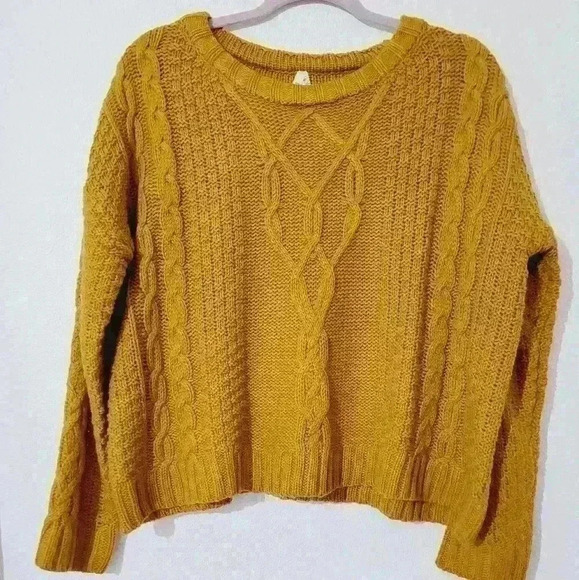 Mudd Oversized Cropped Cable Knit Sweater Y2K Size M beautiful orange FA… - Picture 1 of 8